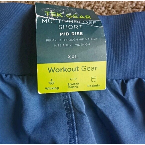 Tek Gear Workout Gear Shorts Size XXL Multipurpose Blue Mid Rise Poly/Spandex - Picture 5 of 9